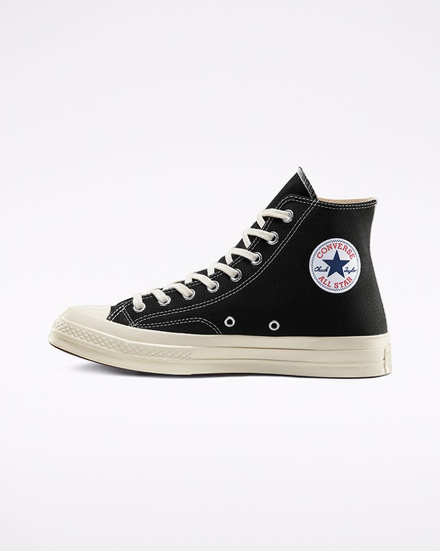 Tenis Converse x Comme des Garçons PLAY Chuck 70 Cano Alto Masculino Pretas Branco Vermelhas | PT B057813